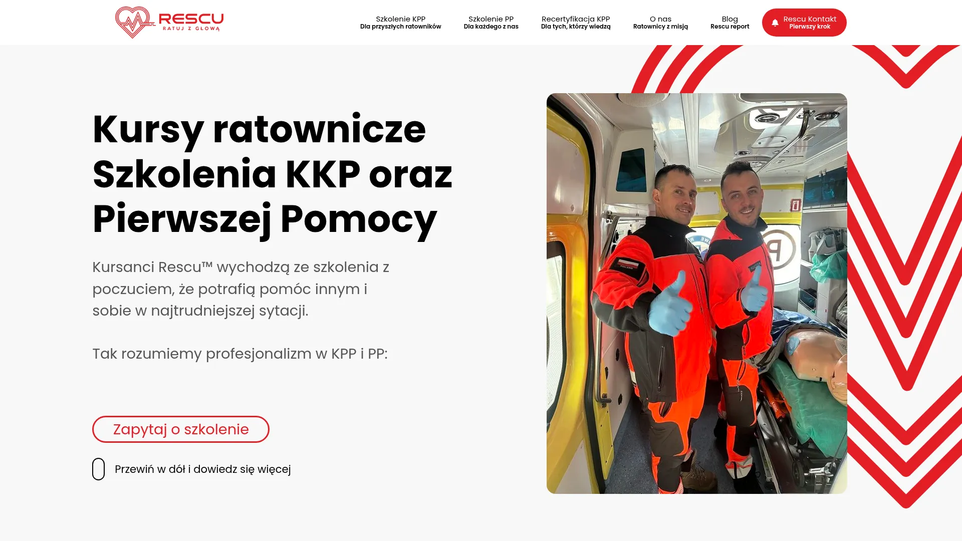 Zrzut ekranu strony Rescu Robert Frey