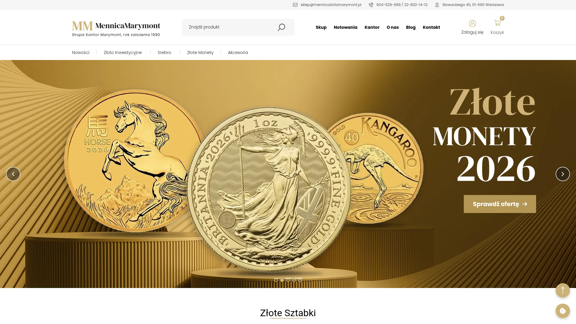 Zrzut ekranu strony MennicaMarymont