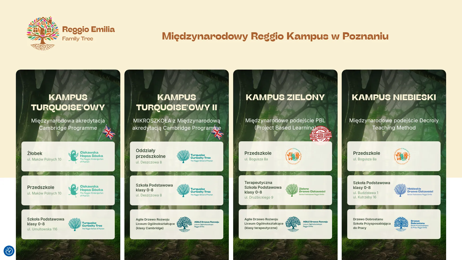 Zrzut ekranu strony Reggio Emilia Family Tree
