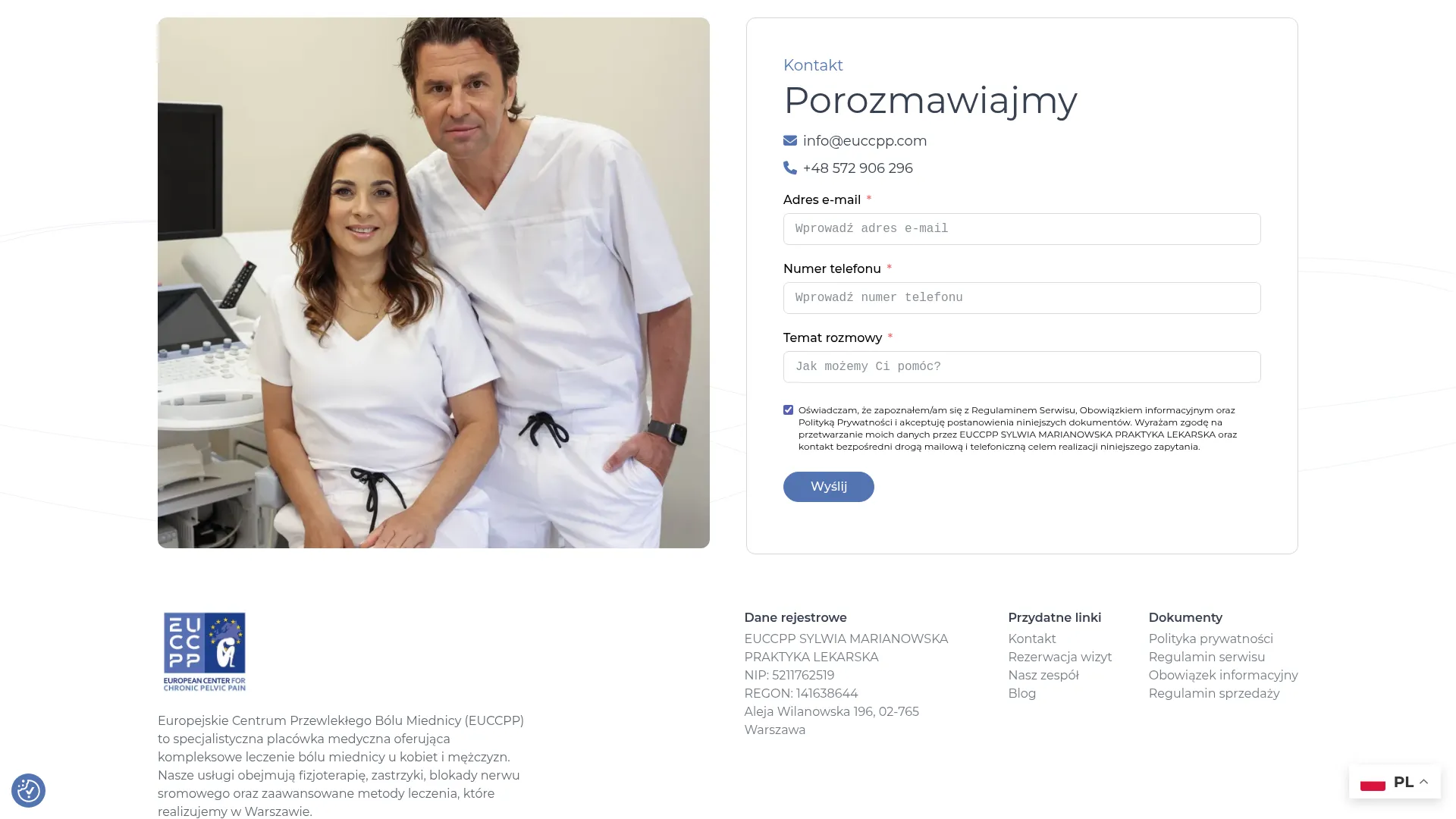 Zrzut ekranu strony EUCCPP Sylwia Marianowska Praktyka Lekarska