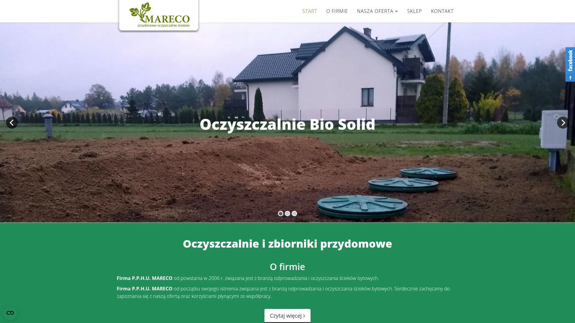 Zrzut ekranu strony MARECO
