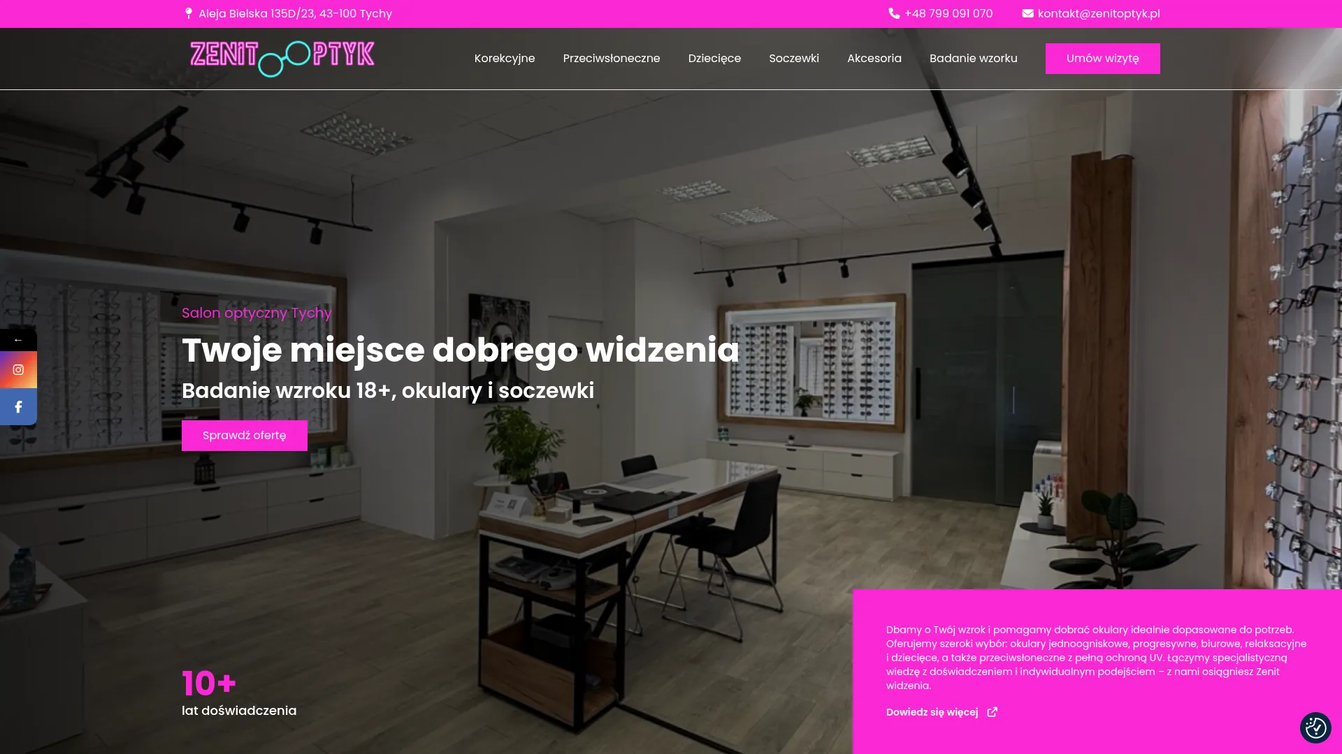 Zrzut ekranu strony Zenit Optyk